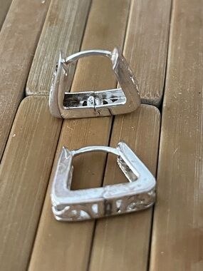 Sterling Silver Square Huggie Hoop Earrings